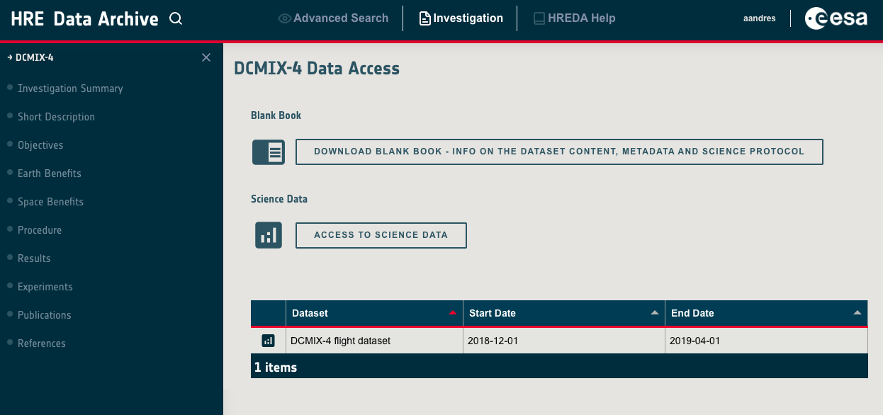 Access to all the data from the investigation